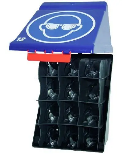 DENIOS Maxibox zur Lagerung von 12 Sicherheitbrillen blau 123605