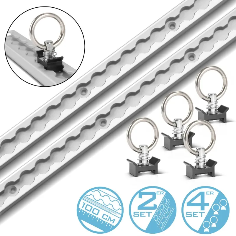 STAHLWERK Zurrschienen 2er Set mit Zurrösen 100 cm Airlineschienen aus Aluminium mit integrierten Bohrlöchern zur Ladung...