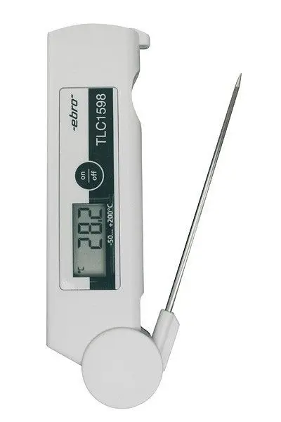 ebro TLC 1598 Präzisionsthermometer mit einklappbarem Pt 1000 Einstechfühler und hoher Genauigkeit 1340-1620