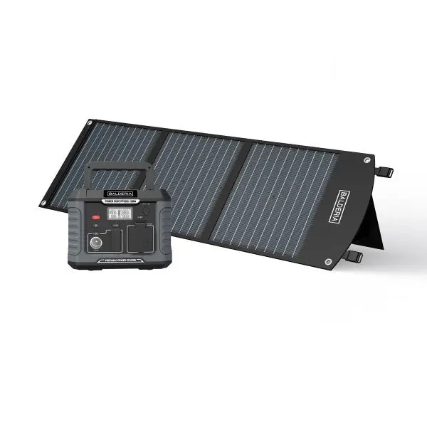 BALDERIA Power Set PS500-60 Mobiler Stromerzeuger/Stromspeicher/Solar-Generator: Tragbare Powerstation 500W + Solarpanel ...