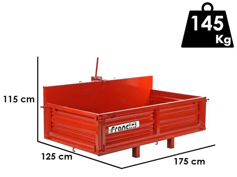 Francini P 170 - Heckcontainer für Traktor - Kippbar - 3 öffenbare Heckklappen