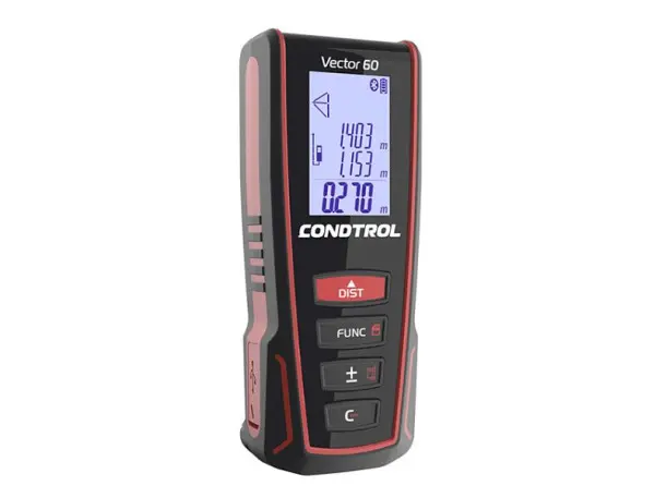 CONDTROL Vector 60 Professioneller Entfernungsmesser Wasserwaage BLUETOOTH und aufladbaren Batterien. Messbereich 005-60m ...