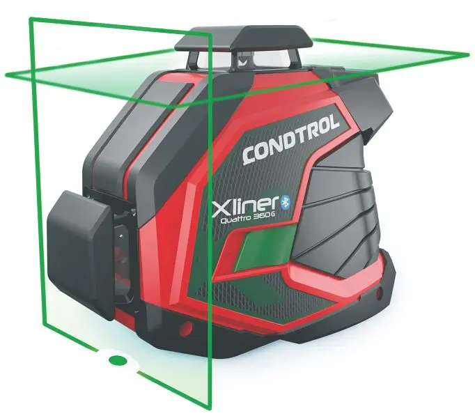 CONDTROL Xliner Quattro 360G GRÜNER 3D Kreuzlinienlaser mit 360° - Vertikallinie + 360° - Horizontallinie Genauigkeit 0...