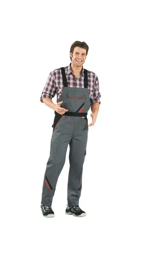 Planam Highline Latzhose schiefer/schwarz/rot Grösse 64 2332064