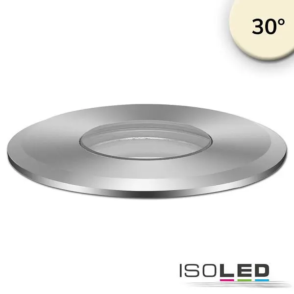 ISOLED LED Bodeneinbaustrahler rund 55mm Edelstahl 12-24V IP67 3W 30° warmweiß 115671