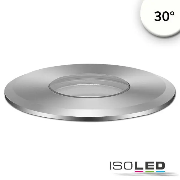 ISOLED LED Bodeneinbaustrahler rund 55mm Edelstahl 12-24V IP67 3W 30° frischtralweiß 115672