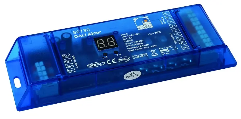 rutec Projekt DALI Aktor 4x1 Kanal 4 Adressen DALI Aktor 350mA mehrfarbig PHZ730