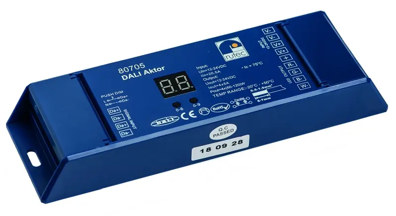 rutec Projekt DALI+Push dimm Aktor 4x1 Kanal 3/ 4 Adressen DALI+Push dimm Aktor 480W/ 24V mehrfarbig PHZ705