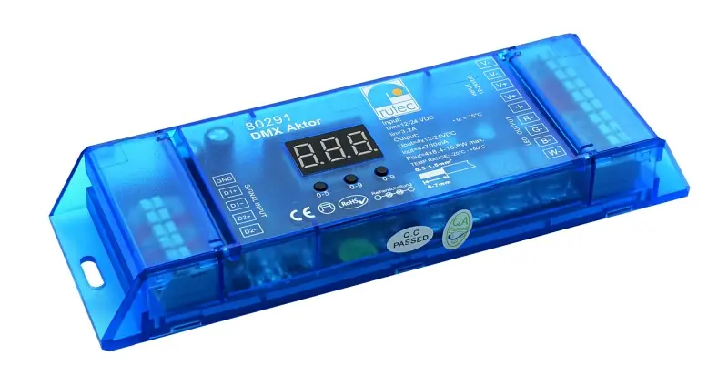 rutec Projekt DMX Aktor 700mA mehrfarbig DMX Aktor 4x1 Kanal 3/ 4 Adressen PHZ291
