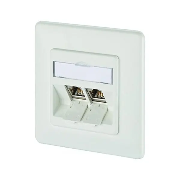 BTR Netcom Anschlussdose Cat6A UP 2xRJ45 Kanaleinband RAL9010 weiß Schneidklemm designfähig 1309121002-E 112715