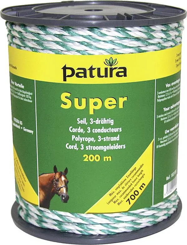 Patura Super Seil 200 m Rolle 3 Niro 040 mm weiss-grün 182100