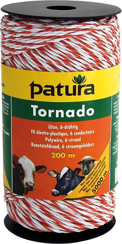 Patura Tornado Litze 200 m Rolle weiss-orange 5 Niro 020 mm 1 Cu 030 mm 180501