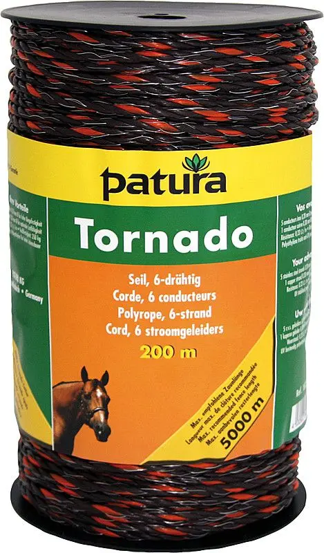 Patura Tornado Seil 200 m Rolle braun-orange 5 Niro 020mm 1 Cu 030mm 182511
