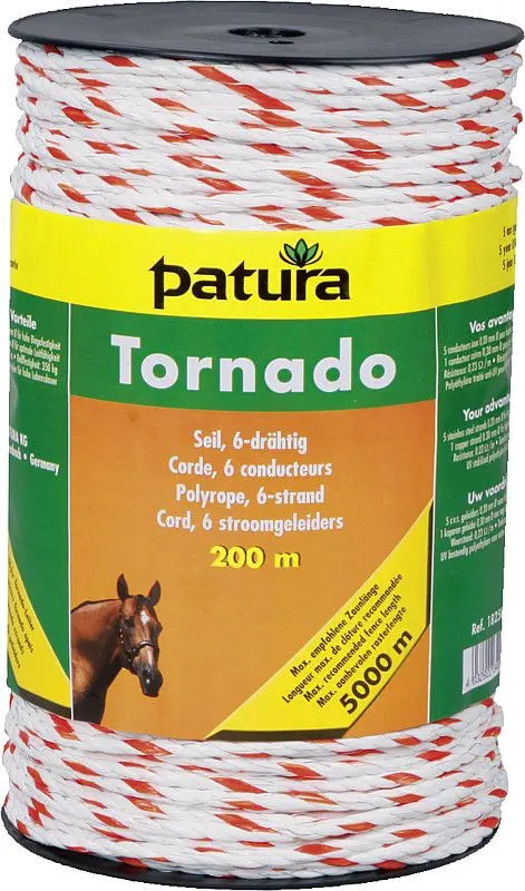 Patura Tornado Seil 200 m Rolle weiß-orange 5 Niro 020 mm 1 Cu 030 mm 182501