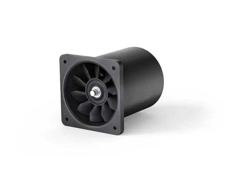 micronel Rohrventilator Druck 91 hPa Fördermenge 1060 l/min 12 VDC bürstenloser DC-Motor mit Flansch am Einlass D484P-01...