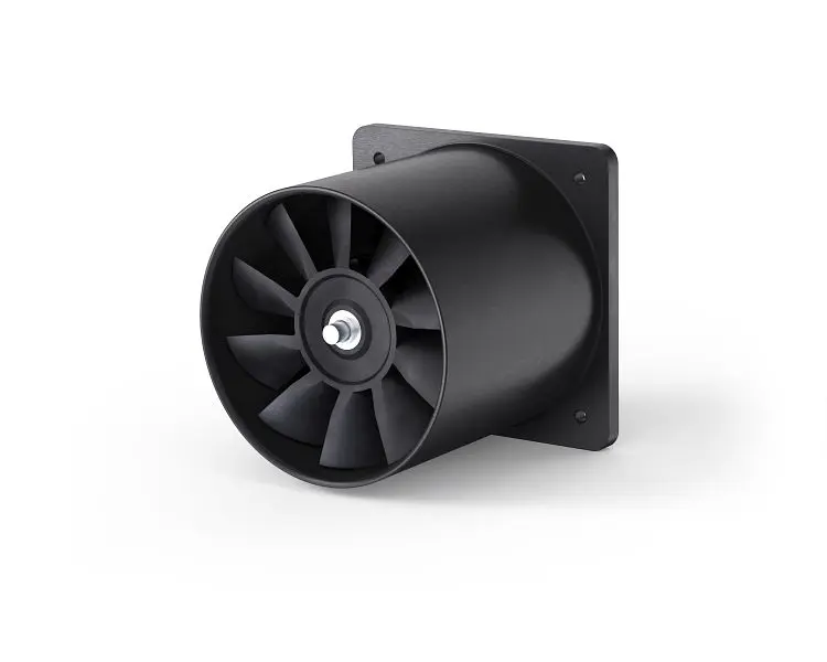 micronel Rohrventilator Druck 83 hPa Fördermenge 1910 l/min 24 VDC bürstenloser DC-Motor mit Flansch am Ausgang D603P-02...