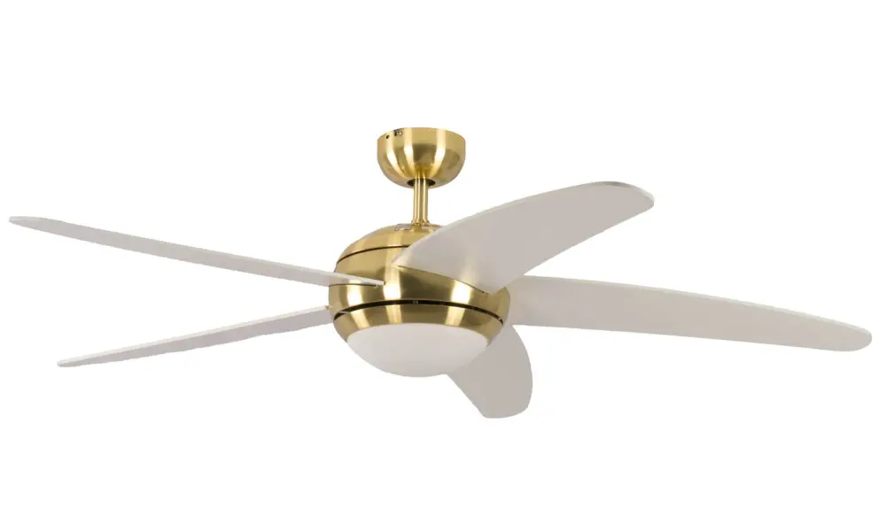 Pepeo Deckenventilator Melton Messing / Weiß 132 cm mit Beleuchtung und Fernbedienung 13422010132v2