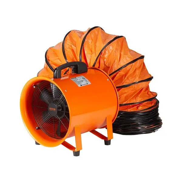VEVOR Bauventilator 255-W-AC-Motor Baugebläse 2830 U/min Baulüfter Gebläse 811 L/s (1893 CFM) 5m Schlauch BXSG350W510IN...