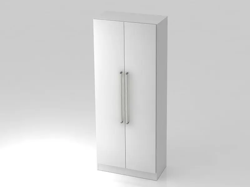 Hammerbacher Schrank 5OH mit Sockelblende Chromgriff Weiß/Weiß 80x42x2004 cm (BxTxH) V7100/W/W/CE