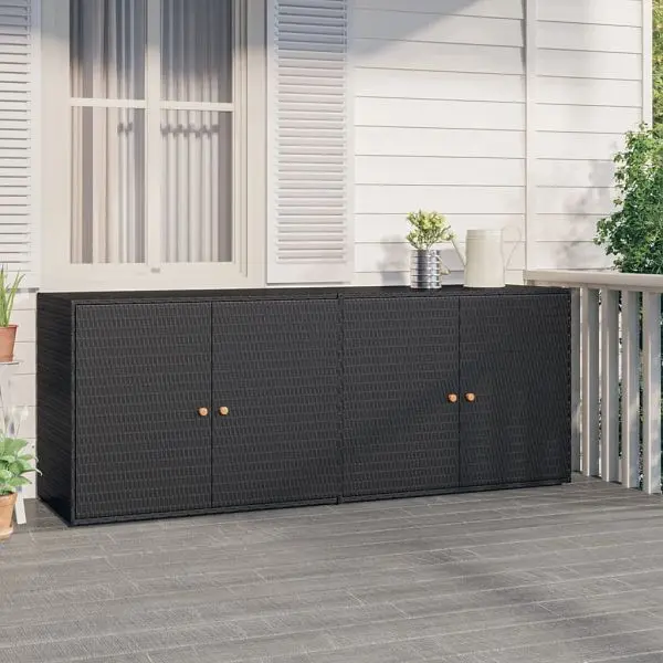 vidaXL Gartenschrank Schwarz 198x555x80 cm Poly Rattan 319870