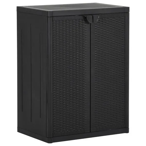 vidaXL Gartenschrank Schwarz 65x45x88 cm PP Rattan-Optik 151236