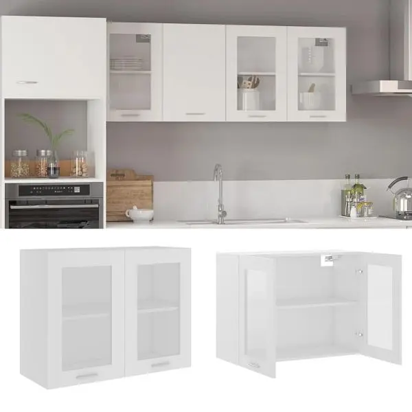 vidaXL Hängeglasschrank Weiß 80x31 Stück60 cm Holzwerkstoff 802529