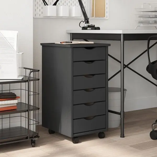 vidaXL Rollschrank mit Schubladen MOSS Grau Massivholz Kiefer 355890