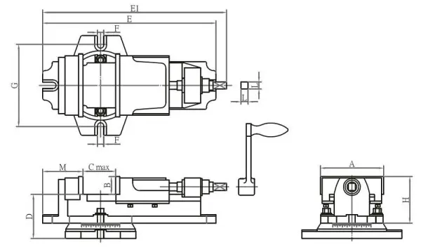 MACK Maschinenschraubstock mit Drehplatte Backenbreite 150 mm Typ MSK ZE-MSK150D