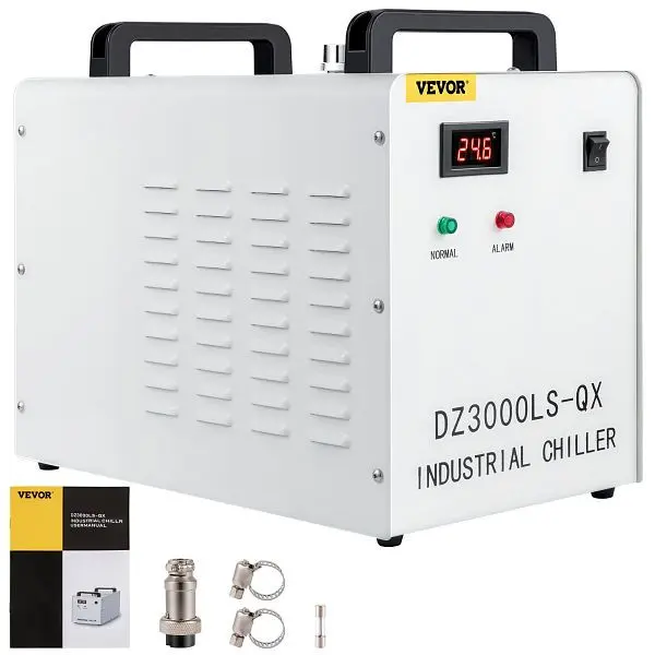 VEVOR Industrieller Wasserkühler CW-3000AG CO2 Laser Rohrkühler 9 L Wasserkühler 50 W 220 V zum Kühlen von CO2-Glaslas...
