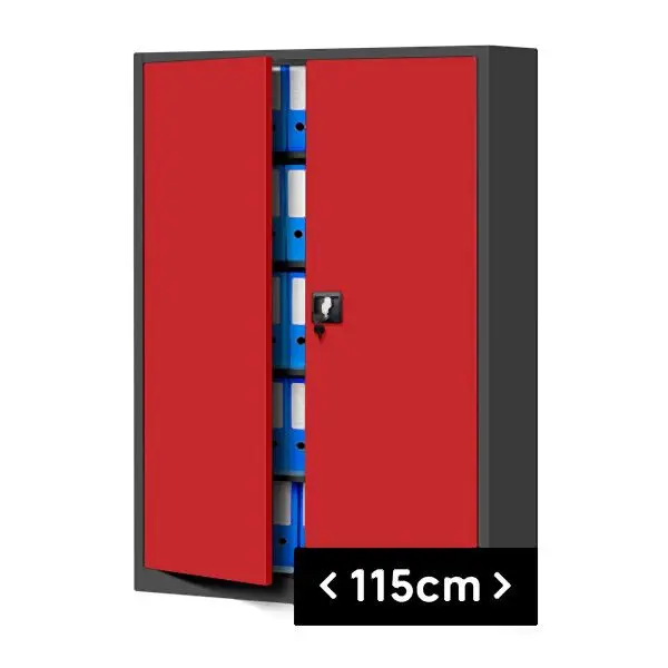 Jan Nowak Modell JAN II (C001 II) Aktenschrank Büroschrank 185 cm (115 cm breit) Anthrazit-Rot 1008