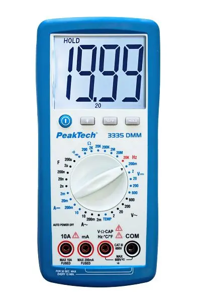 PeakTech Digitalmultimeter 2.000 Counts 600V AC/DC 10A AC/DC - Manuell-Range P 3335