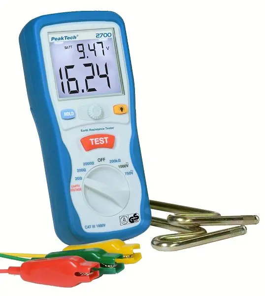 PeakTech Erdwiderstandsmessgerät 2.000 Counts 20/200/2000 Ohm P 2700
