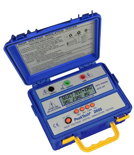 PeakTech Isolationsmessgerät Hochspannung 1000/2500/5000/10000 V 600 GOhm P 2685