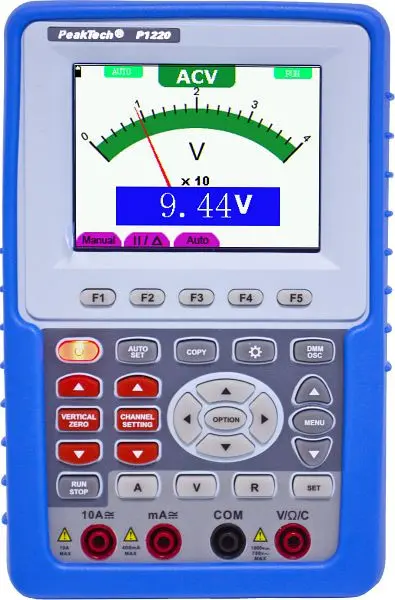 PeakTech 20 MHz / 1 CH Hand-Oszilloskop mit Digitalmultimeter P 1220