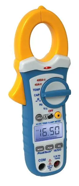 PeakTech Stromzangenamperemeter 4.000 Counts 400 AC/DC mit TrueRMS &amp; Digitalmultimeter P 1650