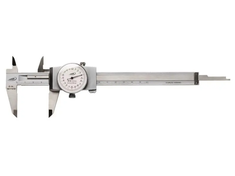 HELIOS PREISSER Uhrmessschieber rostfreier Stahl verchromt Zeigerumdr= 1mm 1/100 Messbereich 0 - 150 mm 218501
