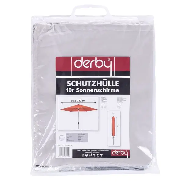 derby Gartenschirmhülle für Schirme bis 350 cm Polyestergewebe hellgrau mit RV + Stab 85399WPO