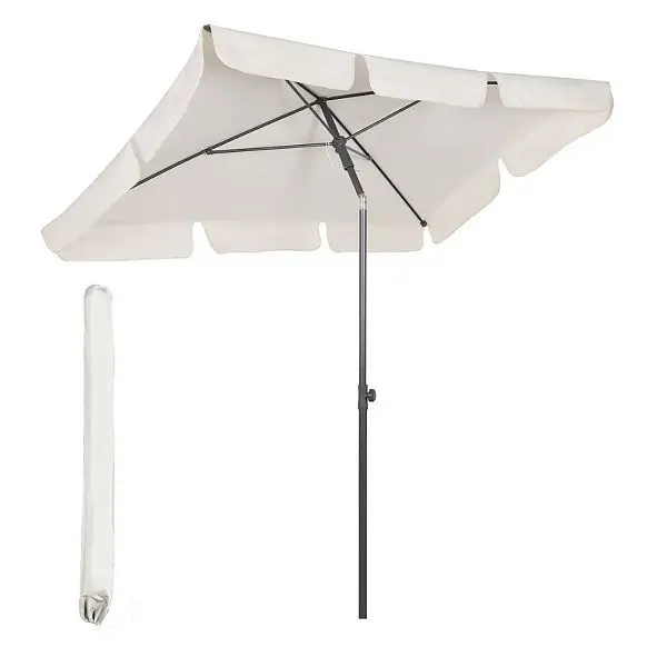 Sekey® 200 × 125 cm Balkon Sonnenschirm Rechteckig mit Sicherheithülle Farbe: weiß 39921307