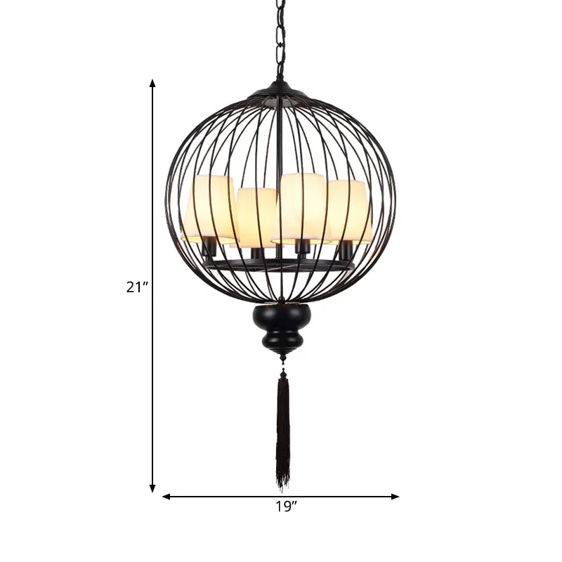 Globe Metall-Kronleuchter-Beleuchtungskörper, traditionelles, stilvolles 4-Licht-Korridor-Hängelampen-Set Schwarz | LED ...