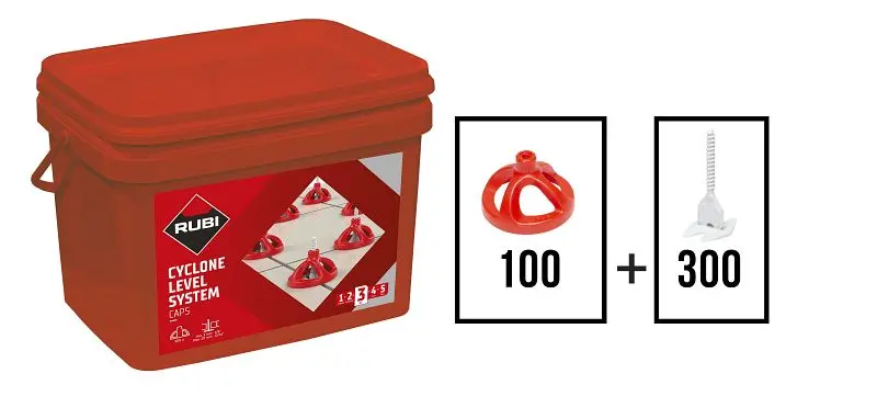 Rubi Nivelliersystem KIT CYCLONE LEVEL SYSTEMS 15 mm (100 C und 300 B) VE: 3 Stück 35964