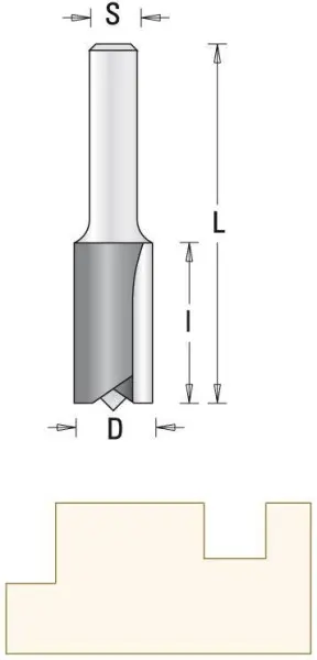 GUHDO HW-Nutfräser D16 l30 L90 S8 Z2 mit Bohrschneide 7523.161.80
