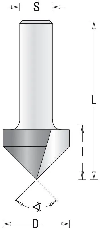 GUHDO HW-V-Nutfräser Z2 S8 D16 90° l127 L45 7605.160Z80