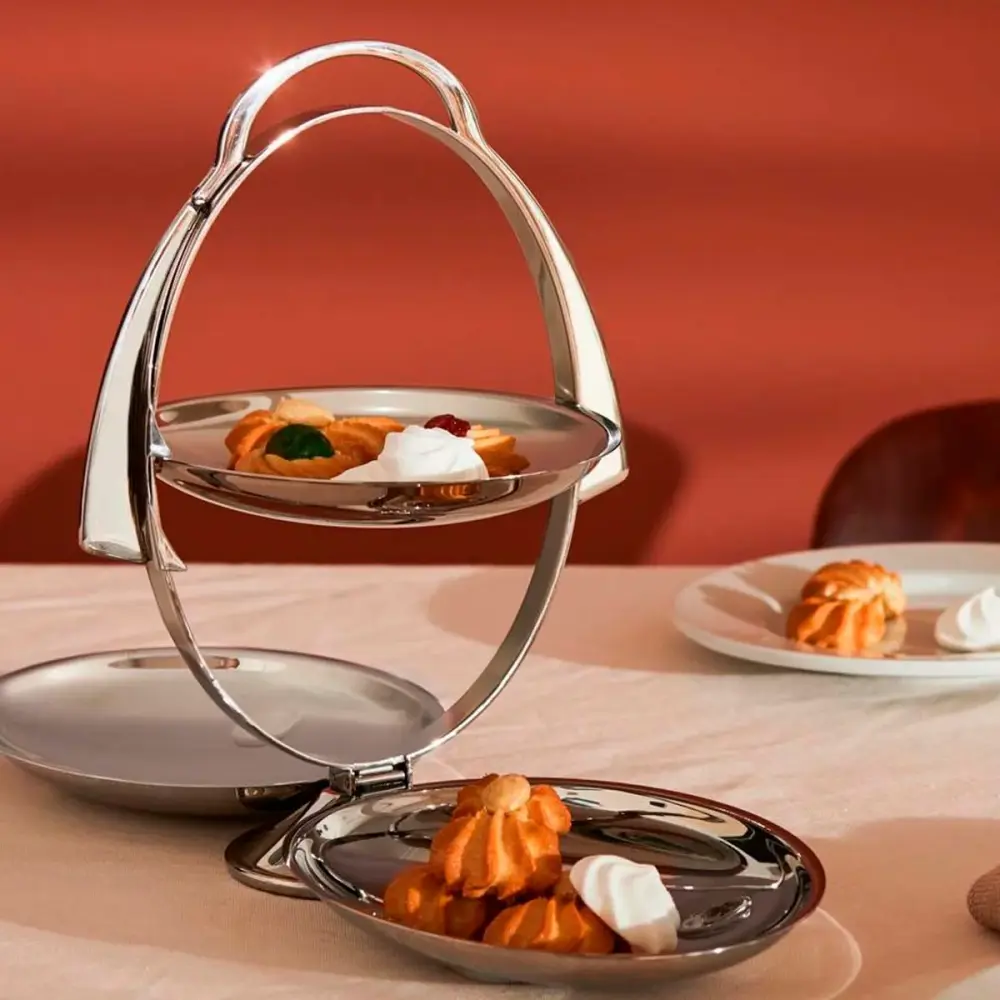 Großvolumiges Faltbare Servierplatte aus Edelstahl Anna Gong von Alessi