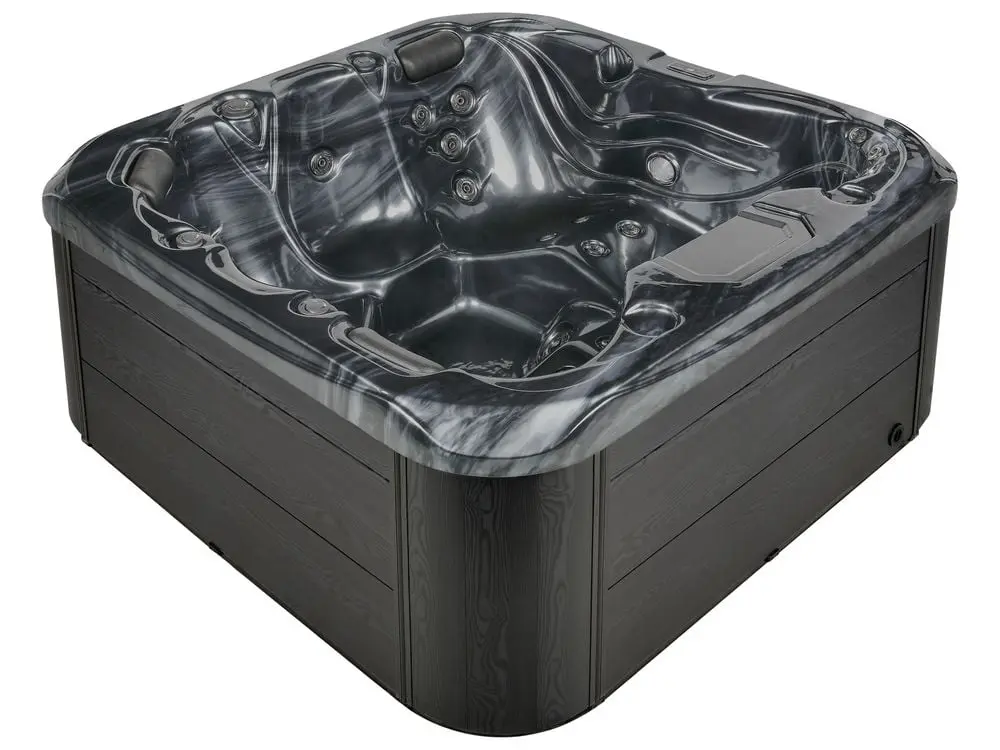 Outdoor Whirlwanne mit LED LASTARRIA Graphitgrau mit USB-Anschlüssen und 230V Steckdosen