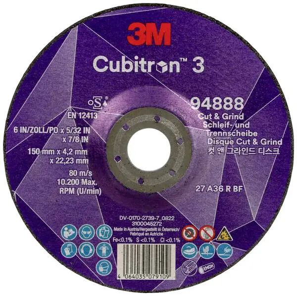 Cubitron 94888 Cubitron™ 3 Cut and Grind Schruppscheibe Durchmesser 150 mm Bohrungs-Ø 22.23 mm 10 St.