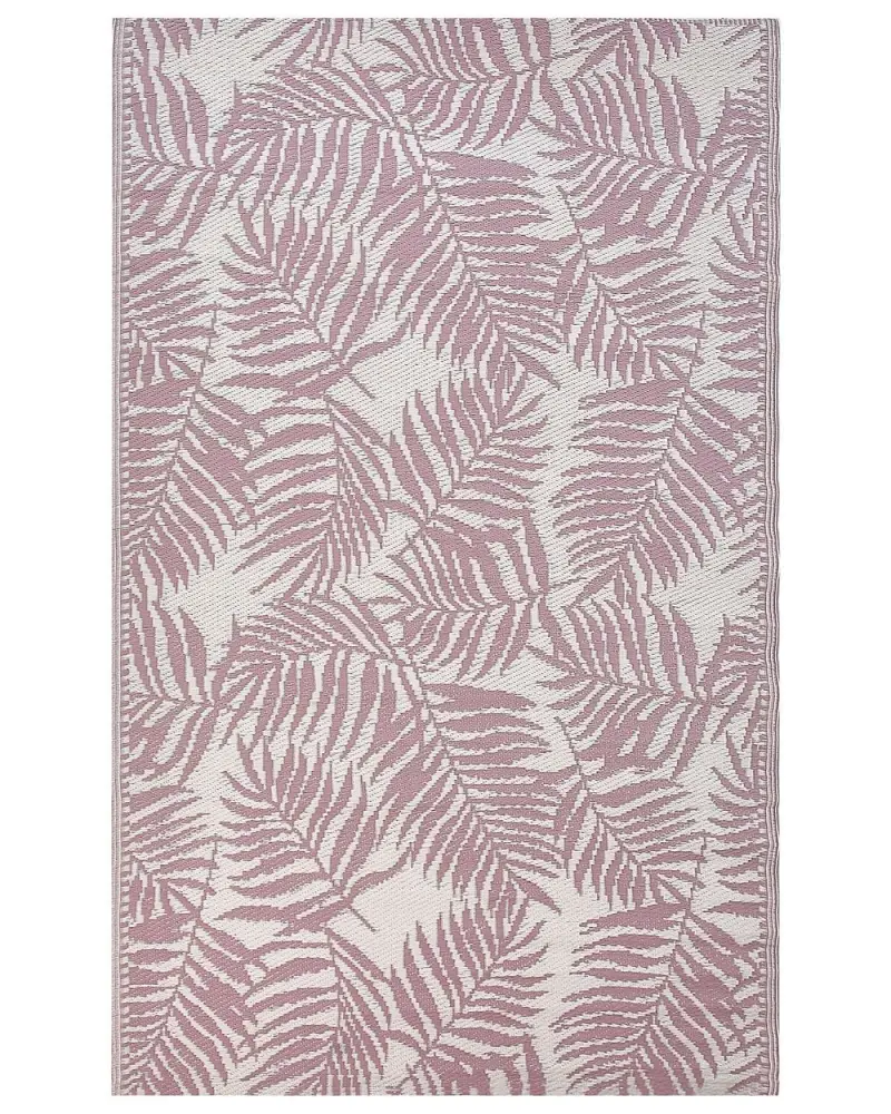 Outdoor Teppich rosa 120 x 180 cm Palmenmuster Kurzflor KOTA