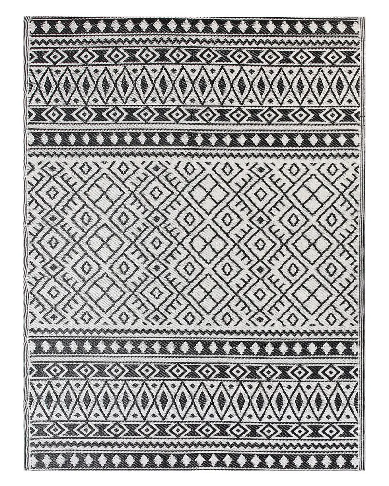Outdoor Teppich schwarz 180 x 240 cm geometrisches Muster NARLI für Terrasse & Garten