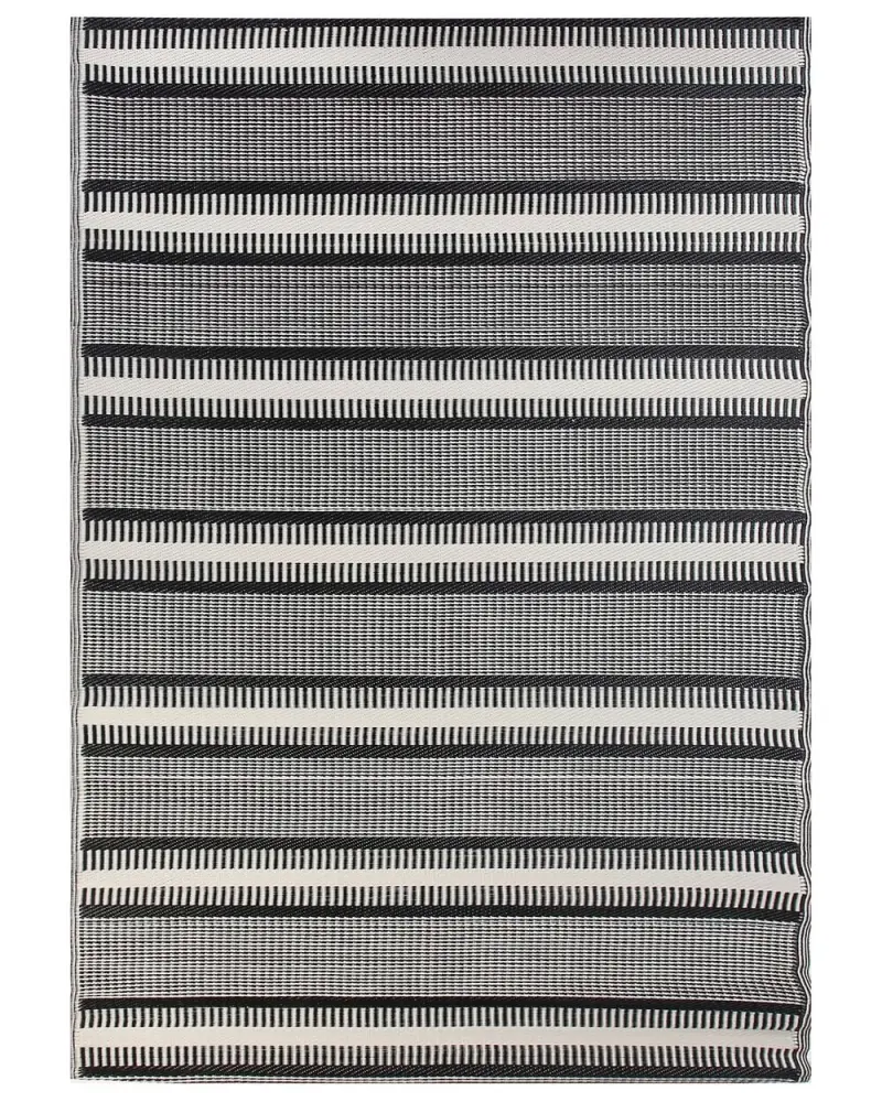 Outdoor Teppich schwarz / elfenbein 160 x 230 cm geometrisches Muster MANSA
