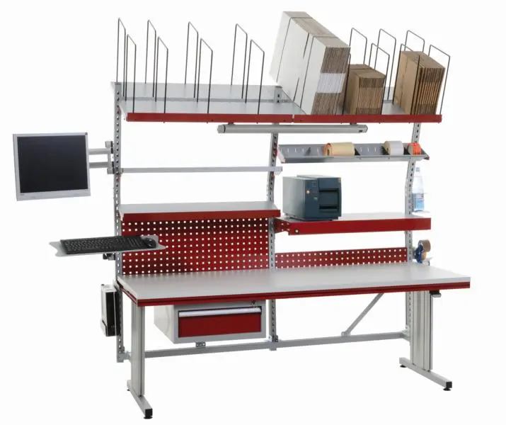 Hüdig + Rocholz SYSTEM FLEX Komplettpackplatz mit Elektro Variante 3 BxTxH: 2000x800x750-1150 mm RAL9006/3003 73001700