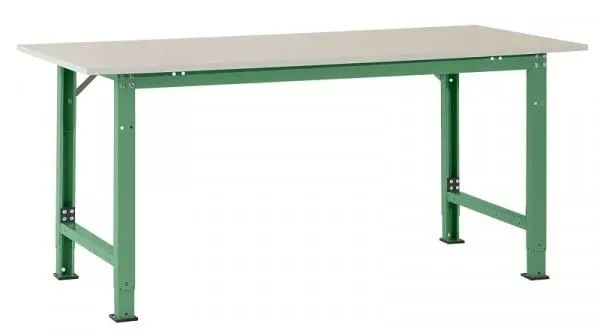 Manuflex Packtisch PACKPOOL Spezial mit Melaminplatte BxTxH = 2000 x 800 x 722-1022 mm Resedagrün AS0032.6011